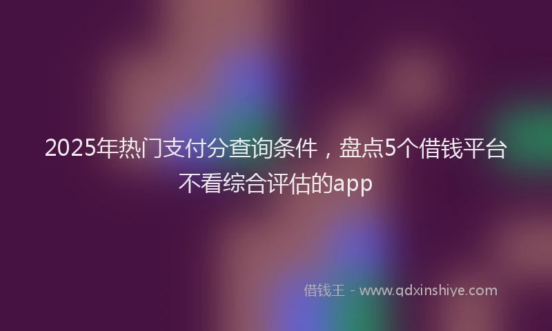 2025年热门支付分查询条件，盘点5个借钱平台不看综合评估的app