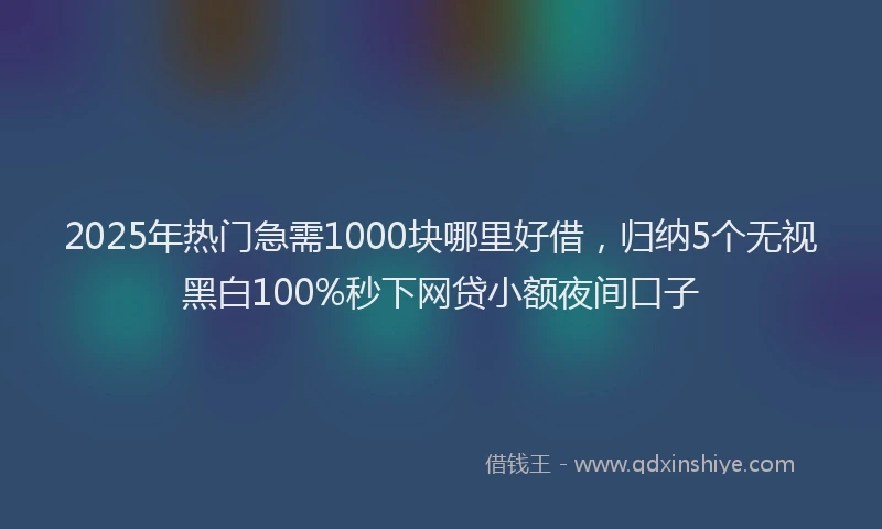 2025年热门急需1000块哪里好借，归纳5个无视黑白100%秒下网贷小额夜间口子
