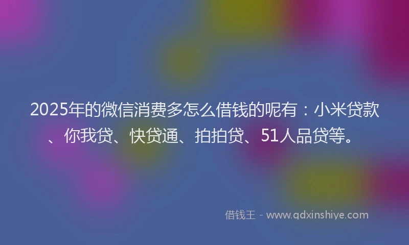 2025年的微信消费多怎么借钱的呢有：小米贷款、你我贷、快贷通、拍拍贷、51人品贷等。