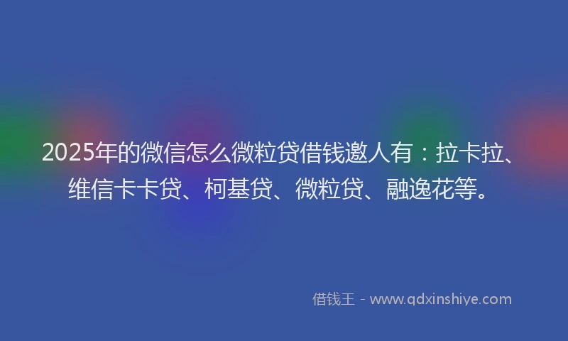 2025年的微信怎么微粒贷借钱邀人有：拉卡拉、维信卡卡贷、柯基贷、微粒贷、融逸花等。