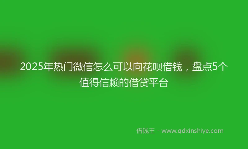 2025年热门微信怎么可以向花呗借钱，盘点5个值得信赖的借贷平台