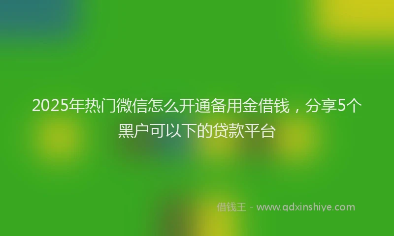 2025年热门微信怎么开通备用金借钱，分享5个黑户可以下的贷款平台