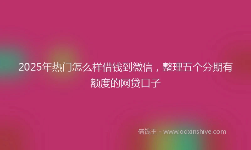 2025年热门怎么样借钱到微信，整理五个分期有额度的网贷口子