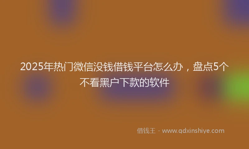 2025年热门微信没钱借钱平台怎么办，盘点5个不看黑户下款的软件