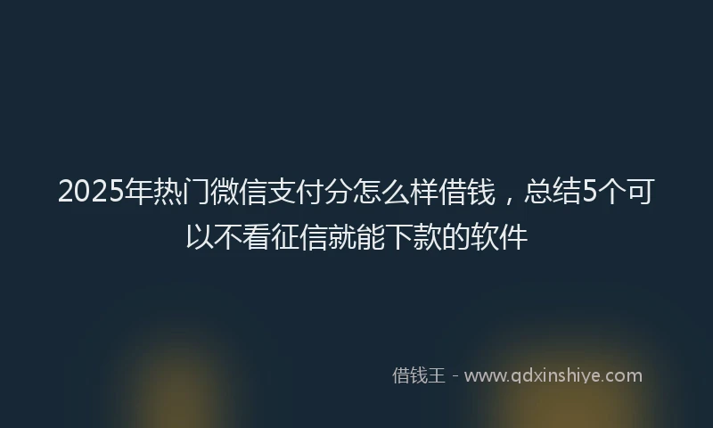 2025年热门微信支付分怎么样借钱，总结5个可以不看征信就能下款的软件