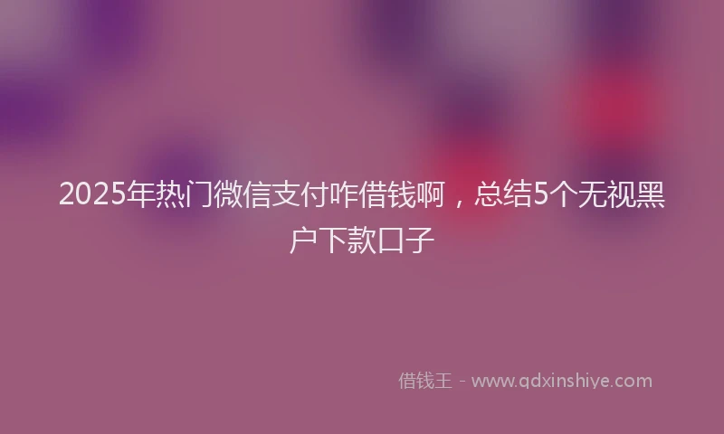 2025年热门微信支付咋借钱啊，总结5个无视黑户下款口子