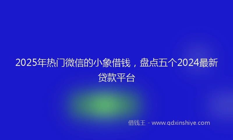 2025年热门微信的小象借钱，盘点五个2024最新贷款平台