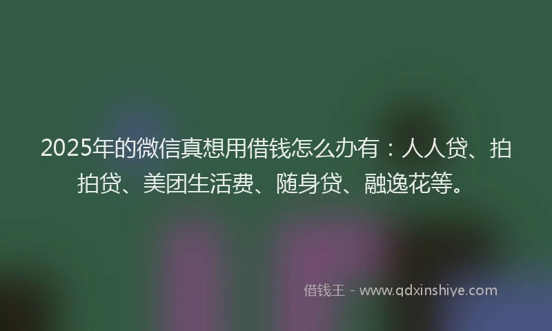 2025年的微信真想用借钱怎么办有：人人贷、拍拍贷、美团生活费、随身贷、融逸花等。