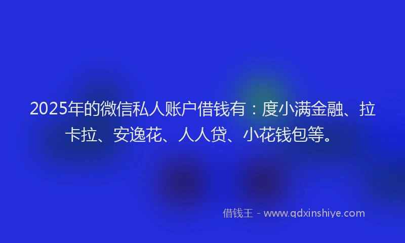 2025年的微信私人账户借钱有：度小满金融、拉卡拉、安逸花、人人贷、小花钱包等。