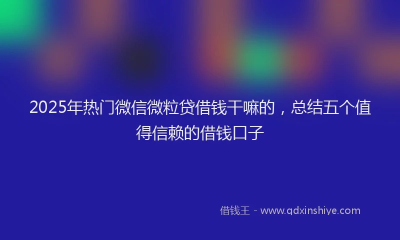 2025年热门微信微粒贷借钱干嘛的，总结五个值得信赖的借钱口子