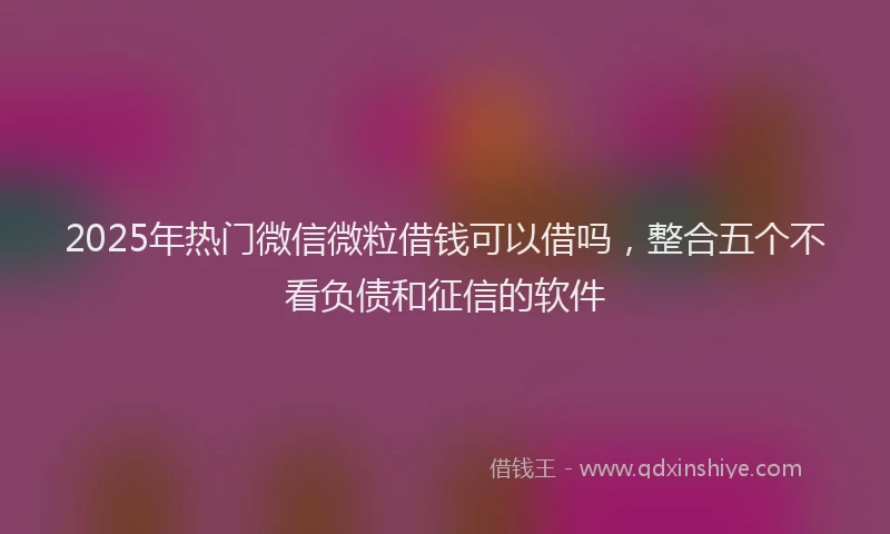2025年热门微信微粒借钱可以借吗，整合五个不看负债和征信的软件
