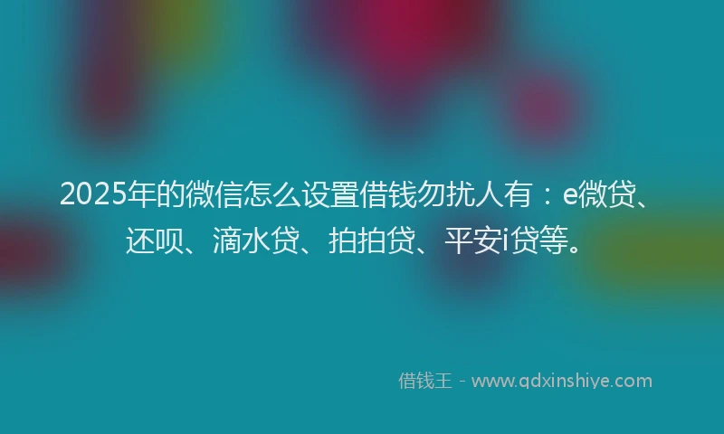 2025年的微信怎么设置借钱勿扰人有：e微贷、还呗、滴水贷、拍拍贷、平安i贷等。