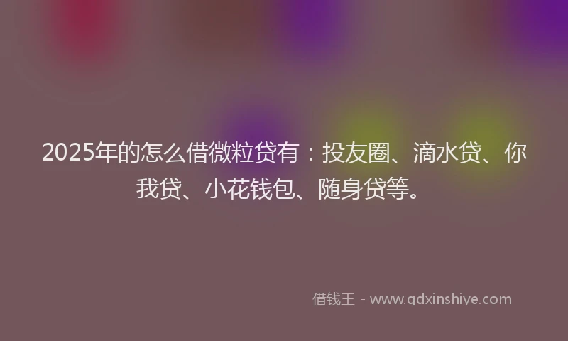 2025年的怎么借微粒贷有：投友圈、滴水贷、你我贷、小花钱包、随身贷等。