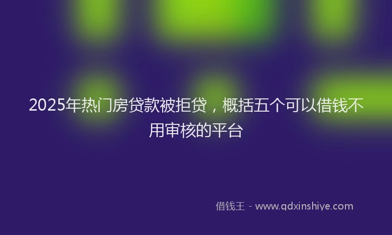 2025年热门房贷款被拒贷，概括五个可以借钱不用审核的平台