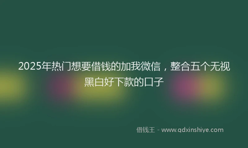 2025年热门想要借钱的加我微信，整合五个无视黑白好下款的口子