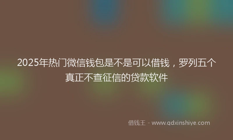 2025年热门微信钱包是不是可以借钱，罗列五个真正不查征信的贷款软件