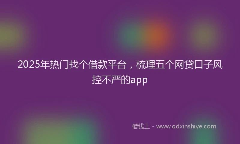 2025年热门找个借款平台，梳理五个网贷口子风控不严的app