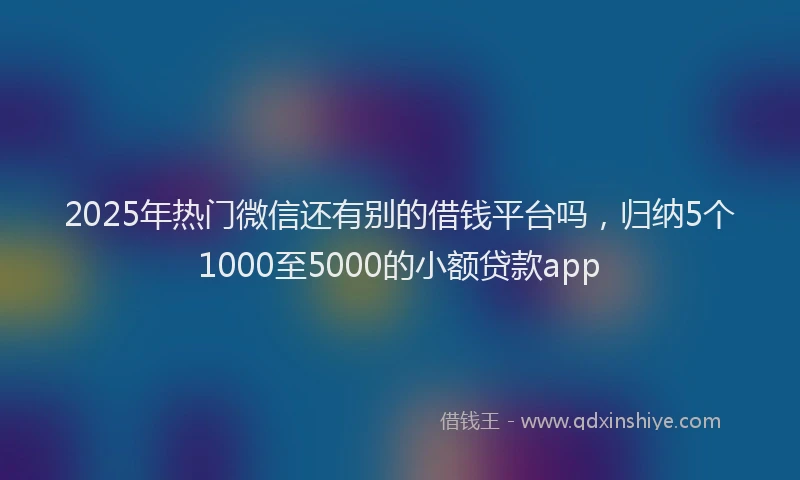 2025年热门微信还有别的借钱平台吗，归纳5个1000至5000的小额贷款app