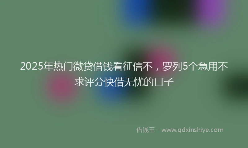 2025年热门微贷借钱看征信不，罗列5个急用不求评分快借无忧的口子