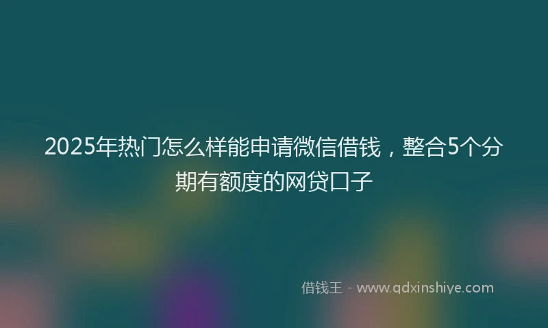 2025年热门怎么样能申请微信借钱，整合5个分期有额度的网贷口子