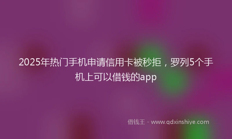 2025年热门手机申请信用卡被秒拒，罗列5个手机上可以借钱的app