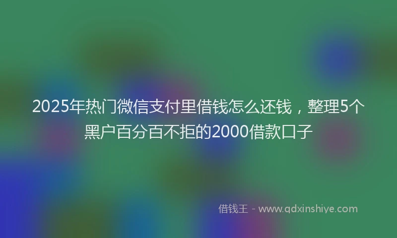 2025年热门微信支付里借钱怎么还钱，整理5个黑户百分百不拒的2000借款口子