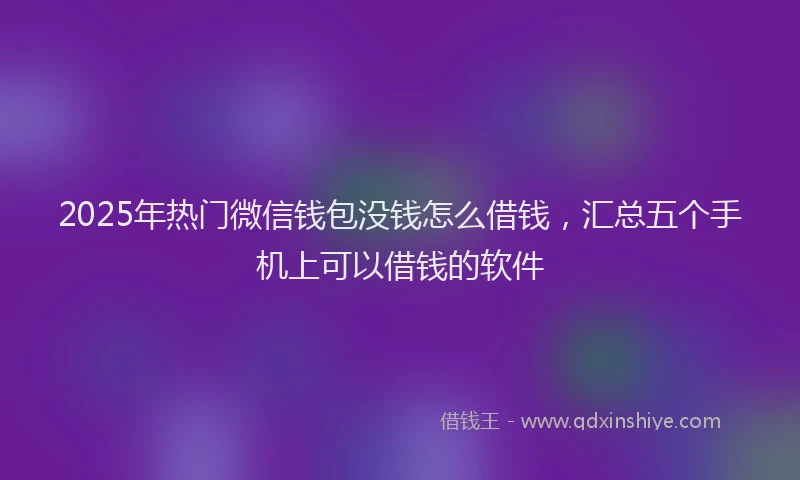 2025年热门微信钱包没钱怎么借钱，汇总五个手机上可以借钱的软件