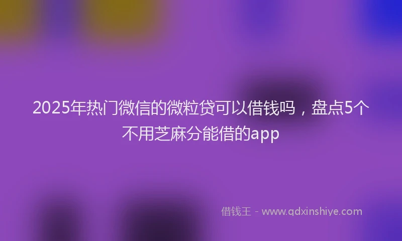 2025年热门微信的微粒贷可以借钱吗，盘点5个不用芝麻分能借的app
