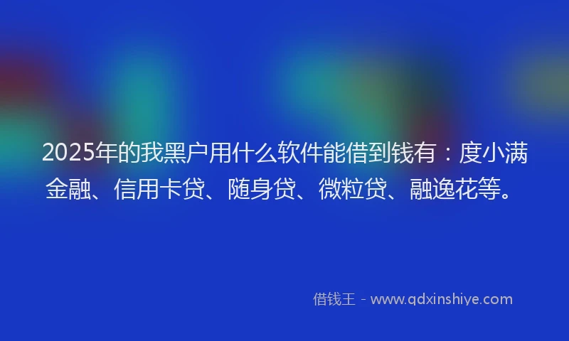 2025年的我黑户用什么软件能借到钱有：度小满金融、信用卡贷、随身贷、微粒贷、融逸花等。