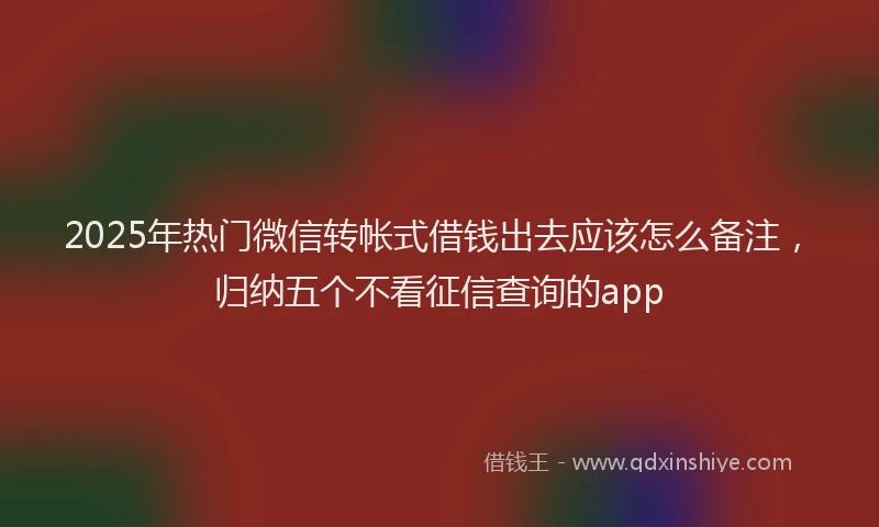 2025年热门微信转帐式借钱出去应该怎么备注，归纳五个不看征信查询的app