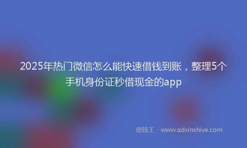 2025年热门微信怎么能快速借钱到账，整理5个手机身份证秒借现金的app