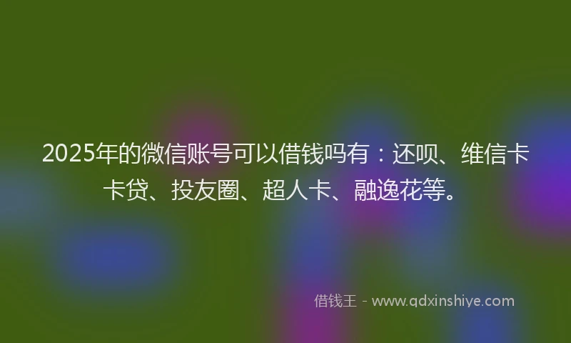 2025年的微信账号可以借钱吗有：还呗、维信卡卡贷、投友圈、超人卡、融逸花等。