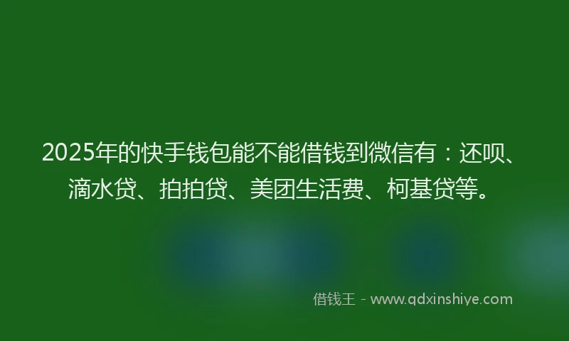 2025年的快手钱包能不能借钱到微信有：还呗、滴水贷、拍拍贷、美团生活费、柯基贷等。