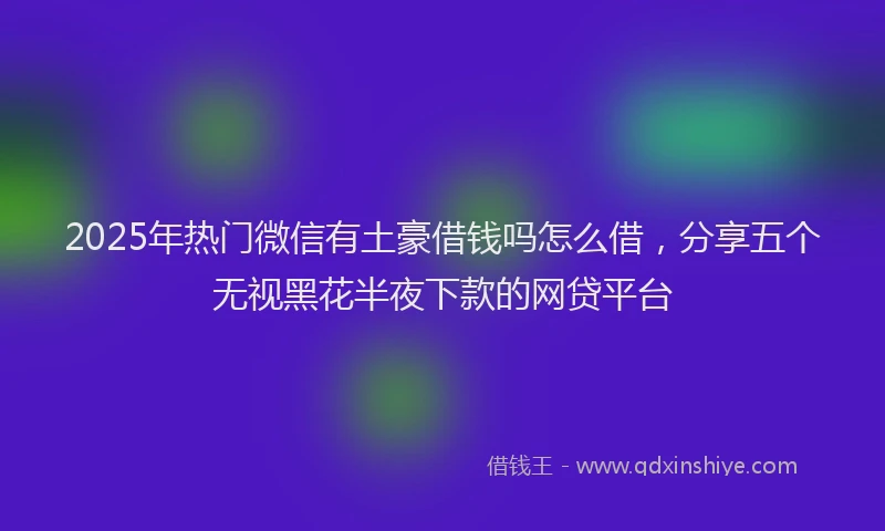 2025年热门微信有土豪借钱吗怎么借，分享五个无视黑花半夜下款的网贷平台