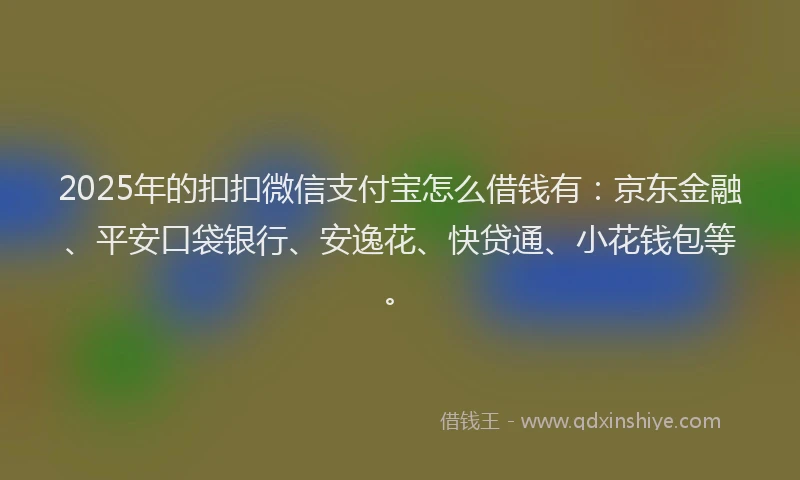 2025年的扣扣微信支付宝怎么借钱有：京东金融、平安口袋银行、安逸花、快贷通、小花钱包等。