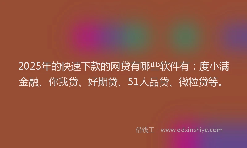 2025年的快速下款的网贷有哪些软件有：度小满金融、你我贷、好期贷、51人品贷、微粒贷等。