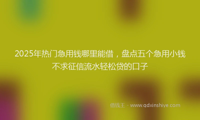 2025年热门急用钱哪里能借，盘点五个急用小钱不求征信流水轻松贷的口子