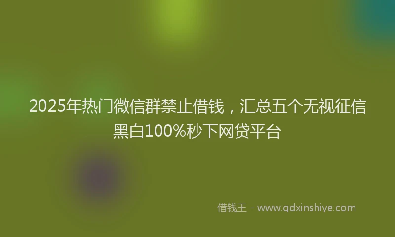 2025年热门微信群禁止借钱，汇总五个无视征信黑白100%秒下网贷平台