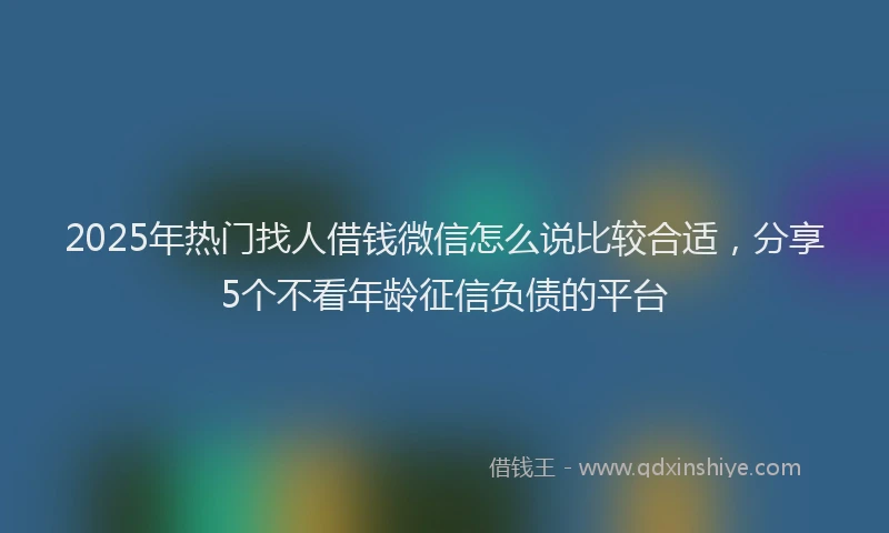 2025年热门找人借钱微信怎么说比较合适，分享5个不看年龄征信负债的平台