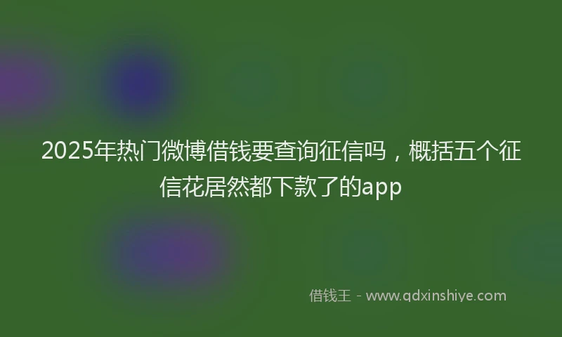 2025年热门微博借钱要查询征信吗，概括五个征信花居然都下款了的app