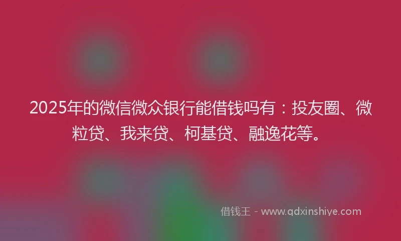 2025年的微信微众银行能借钱吗有：投友圈、微粒贷、我来贷、柯基贷、融逸花等。
