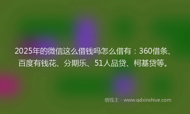 2025年的微信这么借钱吗怎么借有：360借条、百度有钱花、分期乐、51人品贷、柯基贷等。