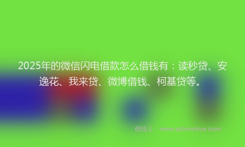 2025年的微信闪电借款怎么借钱有：读秒贷、安逸花、我来贷、微博借钱、柯基贷等。