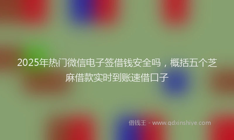 2025年热门微信电子签借钱安全吗，概括五个芝麻借款实时到账速借口子