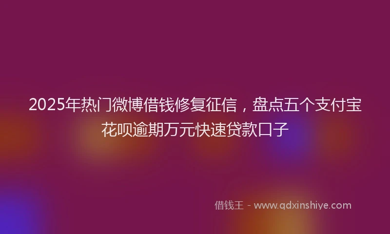 2025年热门微博借钱修复征信，盘点五个支付宝花呗逾期万元快速贷款口子