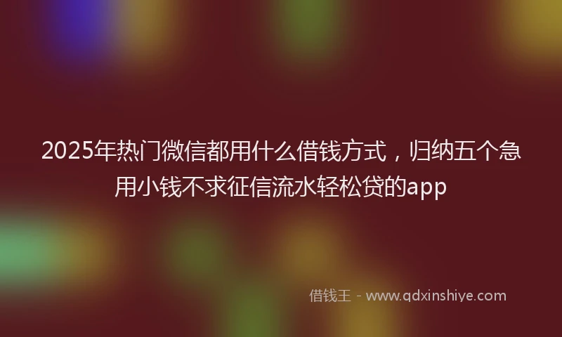 2025年热门微信都用什么借钱方式，归纳五个急用小钱不求征信流水轻松贷的app