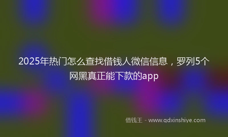 2025年热门怎么查找借钱人微信信息，罗列5个网黑真正能下款的app
