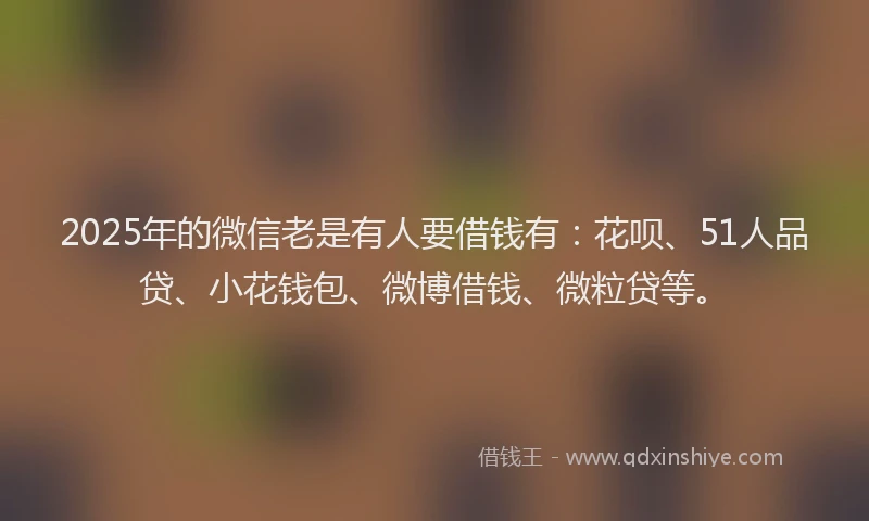 2025年的微信老是有人要借钱有：花呗、51人品贷、小花钱包、微博借钱、微粒贷等。