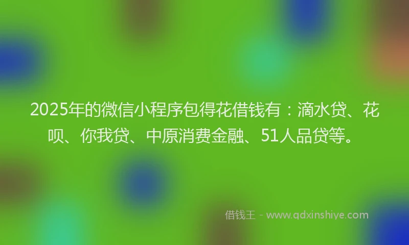 2025年的微信小程序包得花借钱有：滴水贷、花呗、你我贷、中原消费金融、51人品贷等。