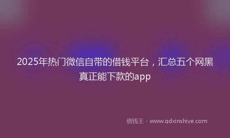 2025年热门微信自带的借钱平台，汇总五个网黑真正能下款的app